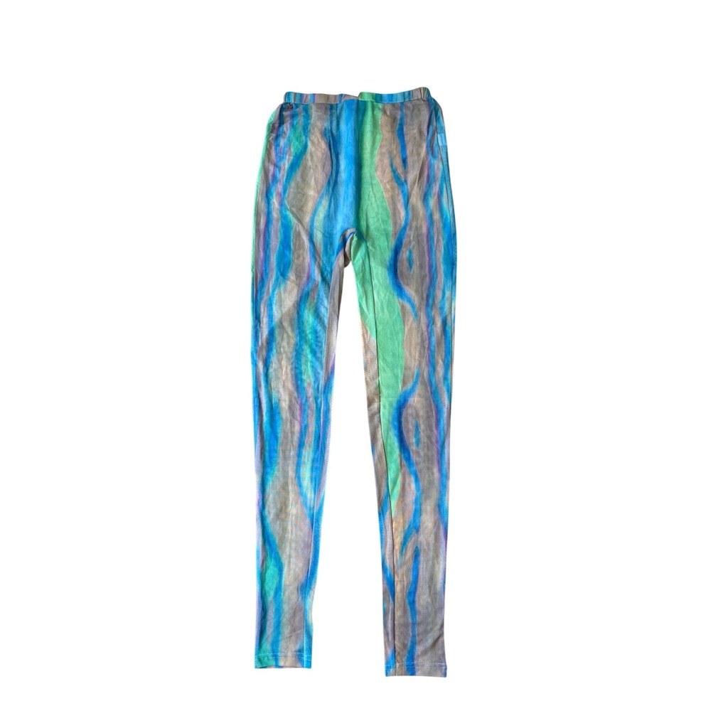 Shane Justin Mesh Leggings Women Blue Green Abstract Swirl NWT SIZE Small‎